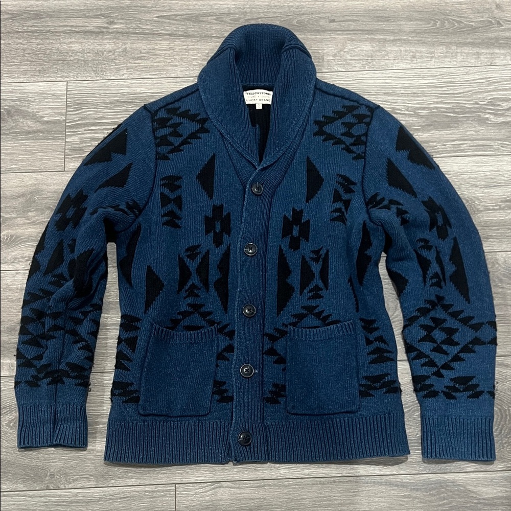 Lucky Brand Men's Navy and Black Cardigan